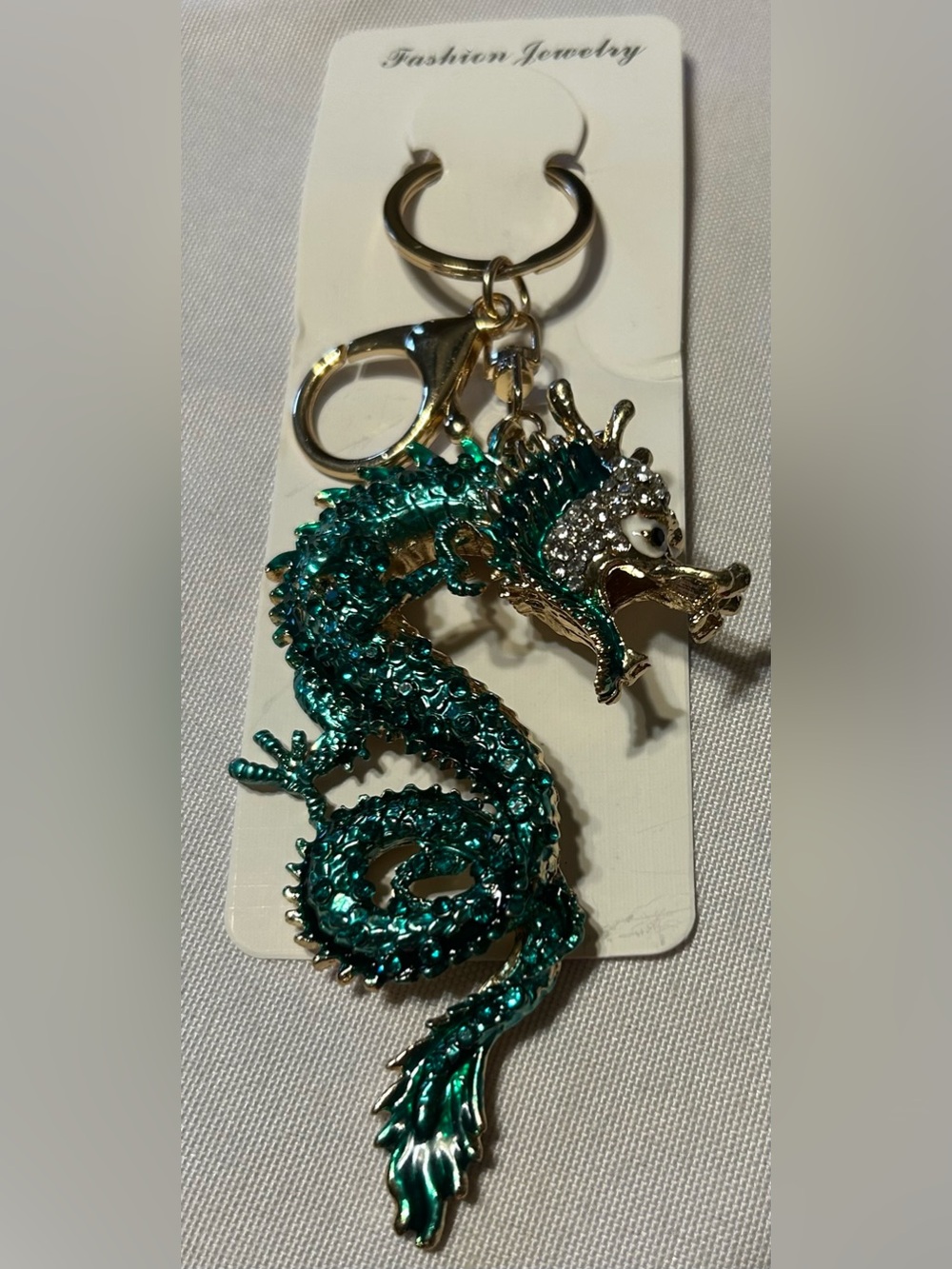 Fashion Jewelry Emerald Dragon Keychain/Bag Charm